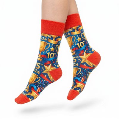 Custom Company Milestone Print Socks - Flat Lay